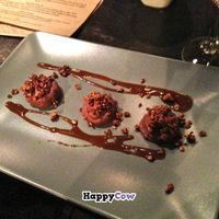Dessert: Rose-Chocolate-Coconut Mousse with Star Anise Carmel Sauce and Sunflower Cacao Crumble--you bet it was good! at Sutra in Seattle