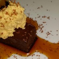 Fig cake with cacao nibs at Sutra in Seattle