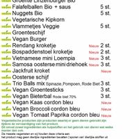 Separate vegan menu at Cafetaria Tweety in Nijmegen