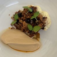 Cauliflower, chickpea miso and almond cream, black garlic confit, breadcrumbs   at FREA in Berlin