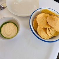 Gluten-free first course of chips and spread at Frea at FREA in Berlin