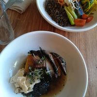 Potato terrine with mushroom consome at FREA in Berlin