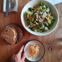 wild flower salad, homemade pickles & sourdough bread at FREA in Berlin