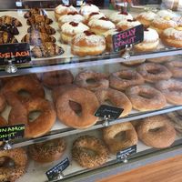 Assortment of vegan pastry and bagels  at Frena Bakery and Café - Richmond in San Francisco