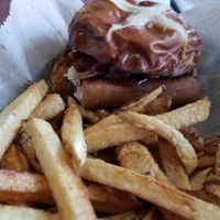 Q dog at Evolve Modern Vegan Kitchen in Daytona Beach