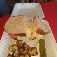 Vegan BLT on sourdough with hashbrowns at Coco's Cafe in Jasper