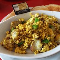 Scrambled tofu and toast with peanut butter  at Coco's Cafe in Jasper