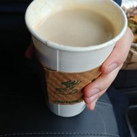 Vegan Vanilla Cappuccino with Oat Milk 16oz (trial phase for oat milk). Really good. Owner advised cappuccinos are normally small and kindly asked if we preferred a larger size at Coco's Cafe in Jasper