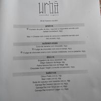 March 2021 menu at Urbã Cozinha Vegana in Sao Paulo