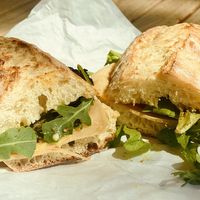 Build Your Own on baguette with smoked Gouda and vegan turkey at The Vreamery in Paso Robles