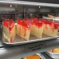 Vegan strawberry cheesecake   at Martha's Country Bakery in Brooklyn