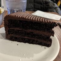 Vegan and gf chocolate fudge cake at Martha's Country Bakery in Brooklyn