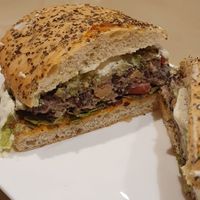 Walnut, bean and shiitake burger - a bit dry at Earth Cafe @ Waterfield in Mumbai