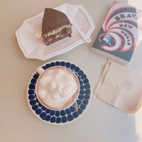 Chocolate avocado cake + chocolate latte  at Hanmin's 한민이의 in Busan