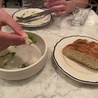 complementary focaccia to finish our spinach hummus   at Radis in Montreal