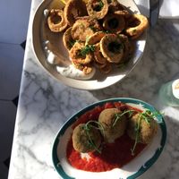Aranci + fried king oyster mushrooms at Radis in Montreal