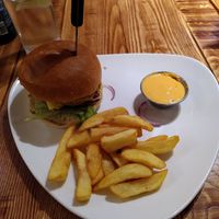 Burger and chips (September 2021) at The Greave Dunning in Wirral