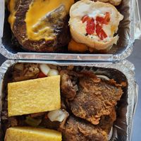 Polenta, pão de alho, linguiça, tofu, entrevero, seitan, soja,... at Picanha's Grill in Porto Alegre