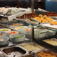 Buffet table at Picanha's Grill in Porto Alegre