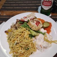 Mix veggies and massa garlic & oil at Picanha's Grill in Porto Alegre