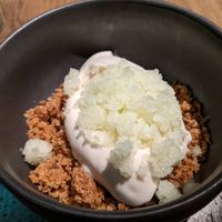 Coconut ice cream, coconut crumble and frozen apples at Sumac in Reykjavik