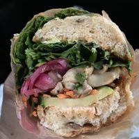 Oyster mushroom banh mi  at Sacramento Natural Foods Co-op in Sacramento