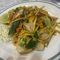 Drunken yellow noodles  at Aroy Dee in Chiang Mai