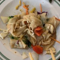 Delicious (and almost finished, oops) fried rice noodle! at Aroy Dee in Chiang Mai