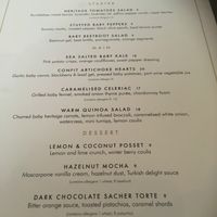Vegan menu at 10 Fleet Street in Dublin