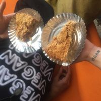 us and our cakes 50 rupee a slice  at Homemade New Chandra Bakery in Pushkar