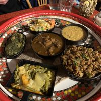 Mock meats made with soy  at Elsie's Ethiopisch in Antwerpen