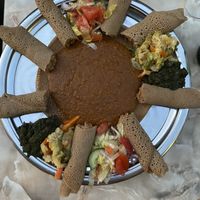 Veganistische schotel voor 2 personen, super lekker! En vriendelijke bediening!  at Elsie's Ethiopisch in Antwerpen