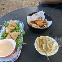 samosas and cornbread & hummus at Casa in Faial