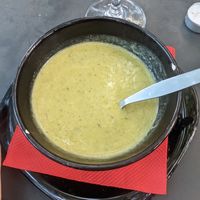 leek, pea, carrot, potato soup at Casa in Faial