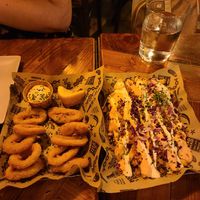 Calamari and Patatas con Carne at Mad Mad Vegan - Chueca in Madrid