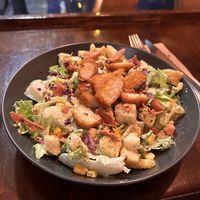 Chicken & bacon Caesar salad - did not disappoint!   at Mad Mad Vegan - Chueca in Madrid