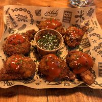 Cauliflower wings, spicy. Good.   at Mad Mad Vegan - Chueca in Madrid