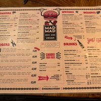 Menu at Mad Mad Vegan - Chueca in Madrid