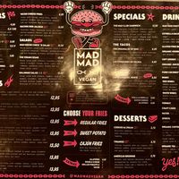 English menu  at Mad Mad Vegan - Chueca in Madrid