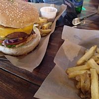 We all ordered the Beyond Burgers. Awesome! at Mad Mad Vegan - Chueca in Madrid