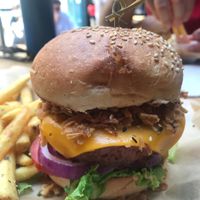 Beyond meat burger at Mad Mad Vegan - Chueca in Madrid