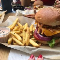 Beyond meat burger at Mad Mad Vegan - Chueca in Madrid