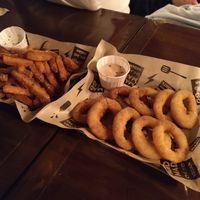 sweet potato fries and onion rings at Mad Mad Vegan - Chueca in Madrid