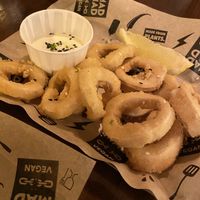 The fried calamari was amazing!  at Mad Mad Vegan - Chueca in Madrid