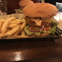 Burger from the main menu with a Beyond Meat Burger! Delicious fillings and sauces (you can upgrade the fries to sweet potato if you want) at Mad Mad Vegan - Chueca in Madrid