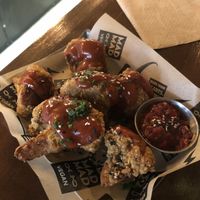 Cauliflower wings, so tasty! at Mad Mad Vegan - Chueca in Madrid