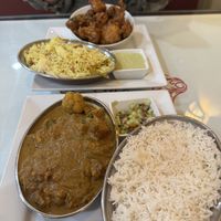 Gobi, lemon rice, alloo gobi masalaa  at Roopa's Kitchen in Temple