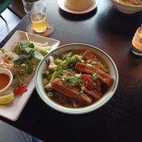 Vegan Pho with salad at LaCa Vietnamese Cuisine & Bar in Groningen