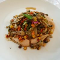 Vegan:
Geschmorte Lattichherzen mit sautierten Pilzen, Wurzelgemüse und weissen Bohnen at Wellness Hotel Roessli in Weggis