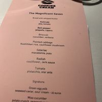 Current menu   at Cookies Cream in Berlin